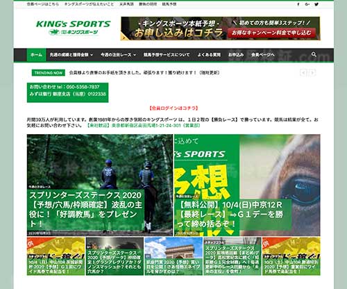 キングスポーツ という競馬予想サイトの画像