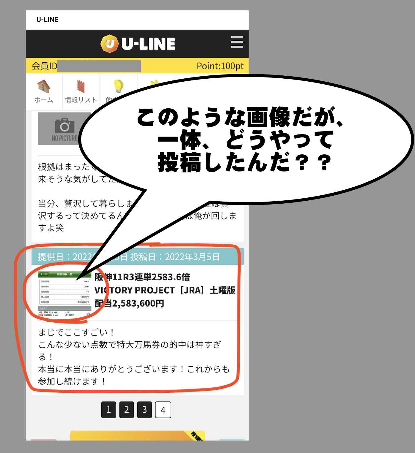 U-LINE(ユーライン)という競馬予想サイトのウソ？